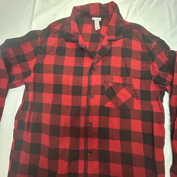 Target Wondershop men's Christmas red buffalo plaid pajamas pjs set size medium - Picture 4 of 10